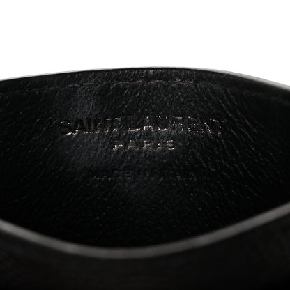 Saint Laurent Grain De Poudre Matelasse Chevron Monogram Credit Card Case Black 6 of 10