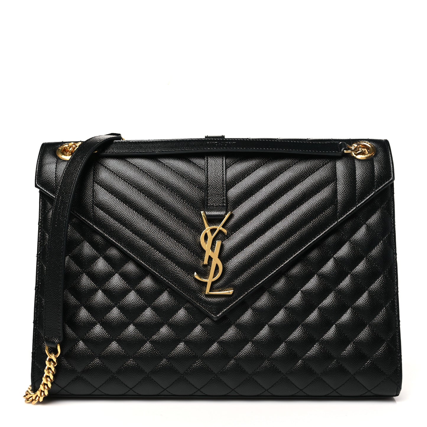 Grain De Poudre Textured Mixed Matelasse Large Triquilt Monogram Satchel Black