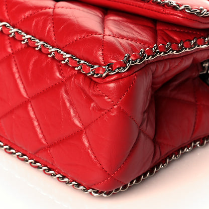 Chanel Crumpled Calfskin Medium Chain All Over Flap Red 5 of 9