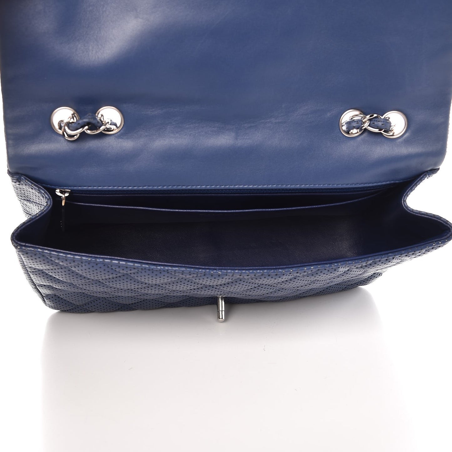 Lambskin Perforated Jumbo Single Flap Blue