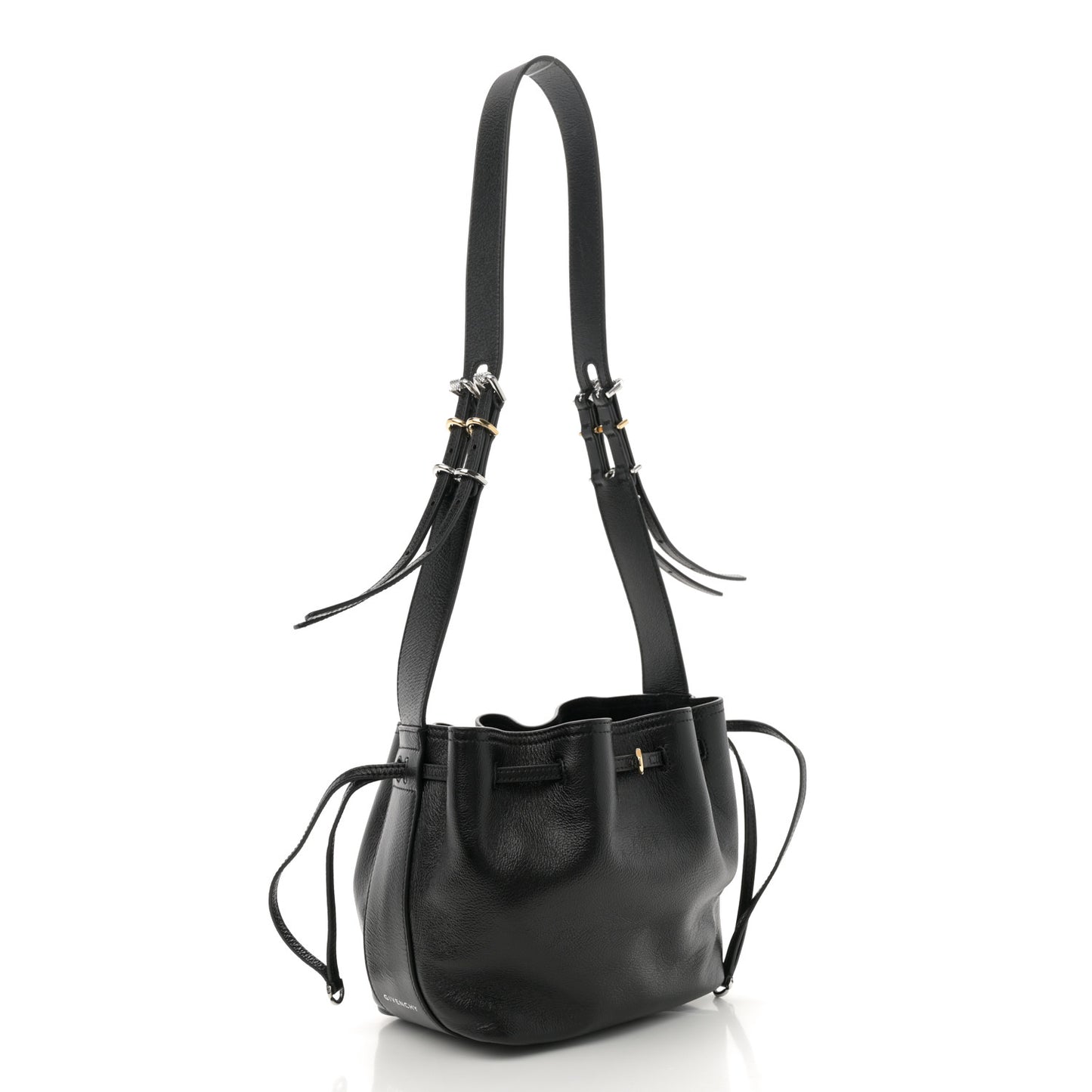 Creased Patent Calfskin Pumpkin Bag Black