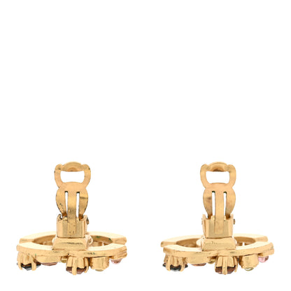 Chanel Crystal CC Clip On Earrings Gold Black Multicolor 3 of 5