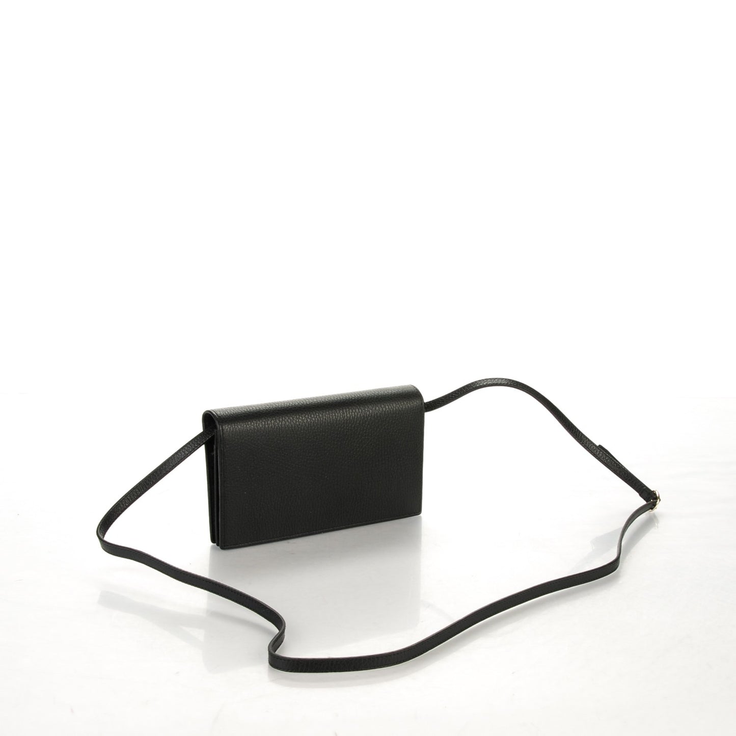 Dollar Calfskin Mini Swing Wallet Bag Black