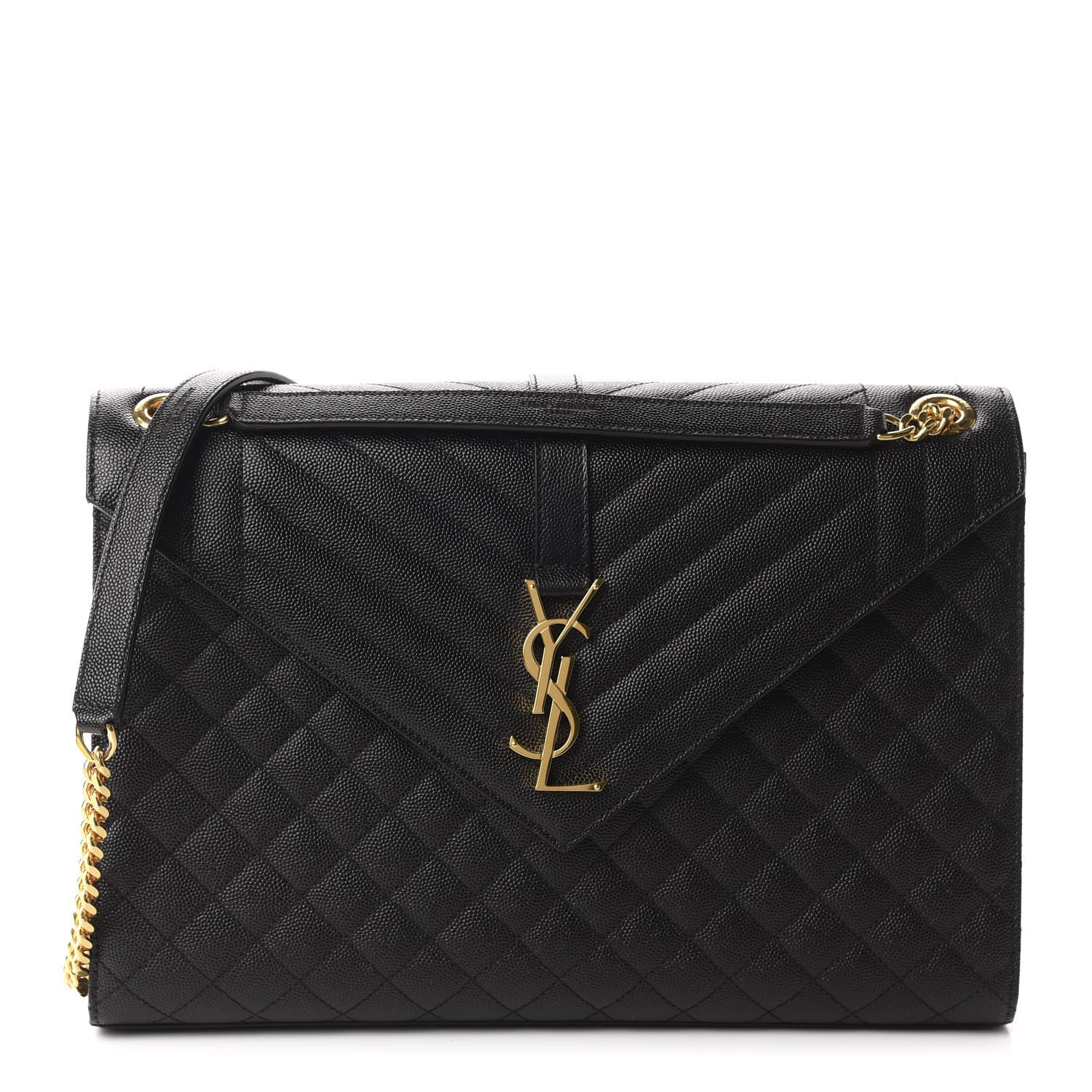 Saint Laurent Grain De Poudre Textured Mixed Matelasse Large Triquilt Monogram Satchel Black 1 of 11