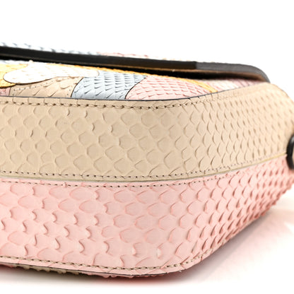 Fendi Snakeskin Floral Stitched Baguette Latte Multicolor 10 of 11