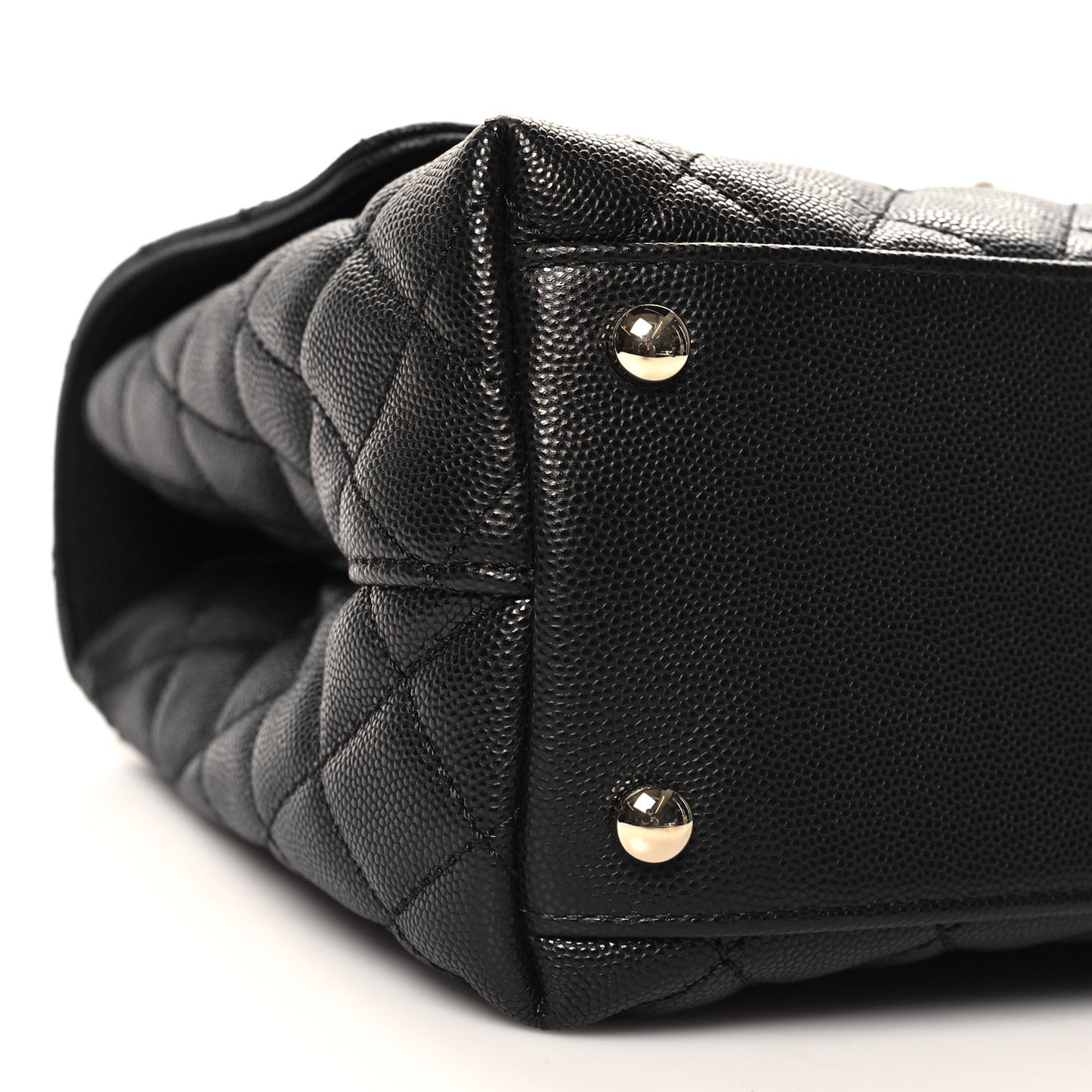 Caviar Quilted Small Coco Handle Flap Black