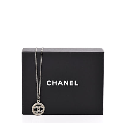 Chanel Crystal CC Medallion Pendant Necklace Gold 6 of 6