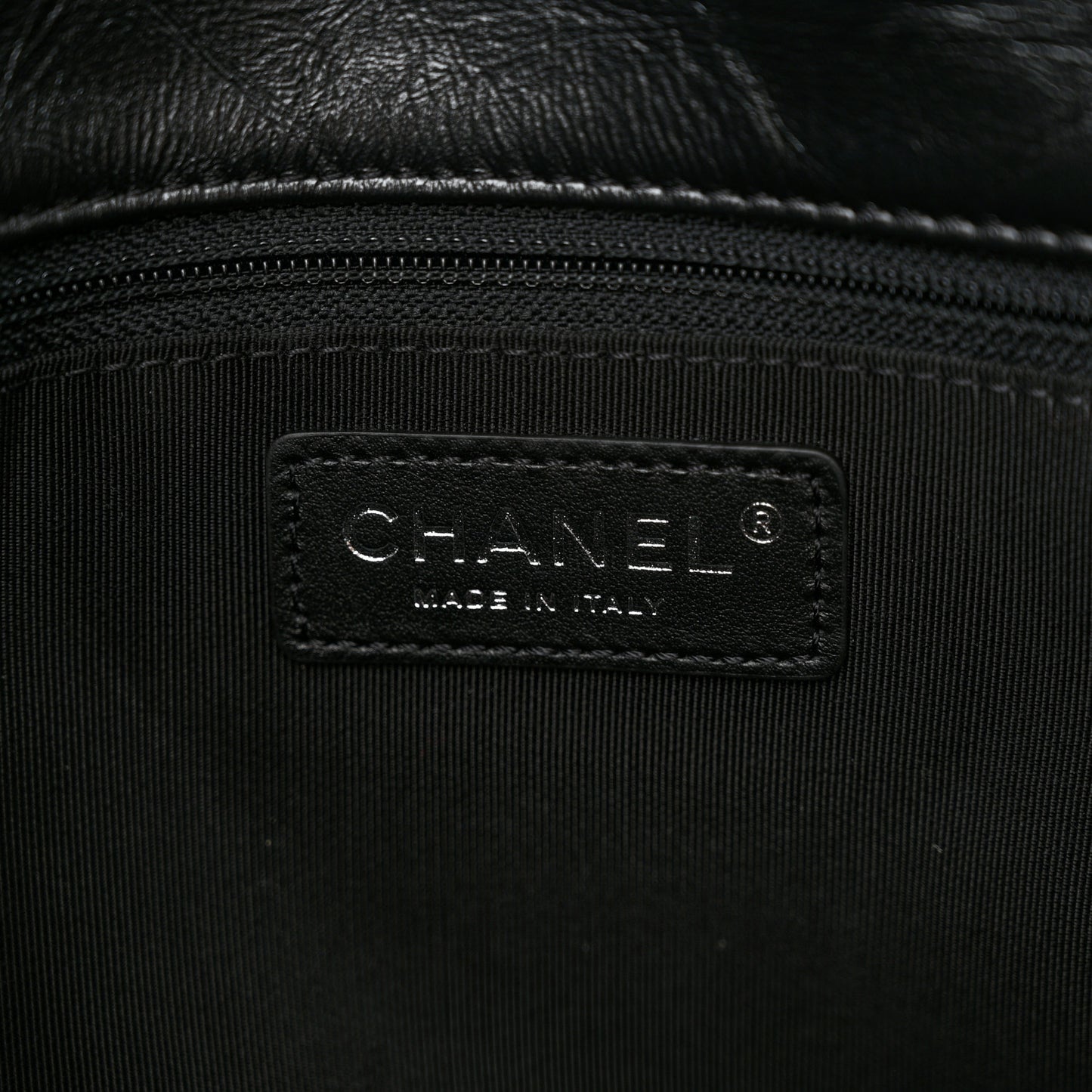 Metallic Crumpled Calfskin Big Bang Large Flap Bag Black