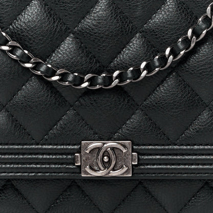 Chanel Grained Calfskin Quilted Boy Wallet On Chain WOC Black 10 of 14