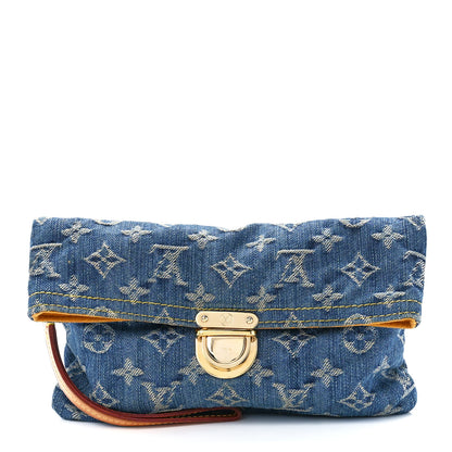 Louis Vuitton Monogram Denim Pochette Plat Clutch Blue 1 of 10