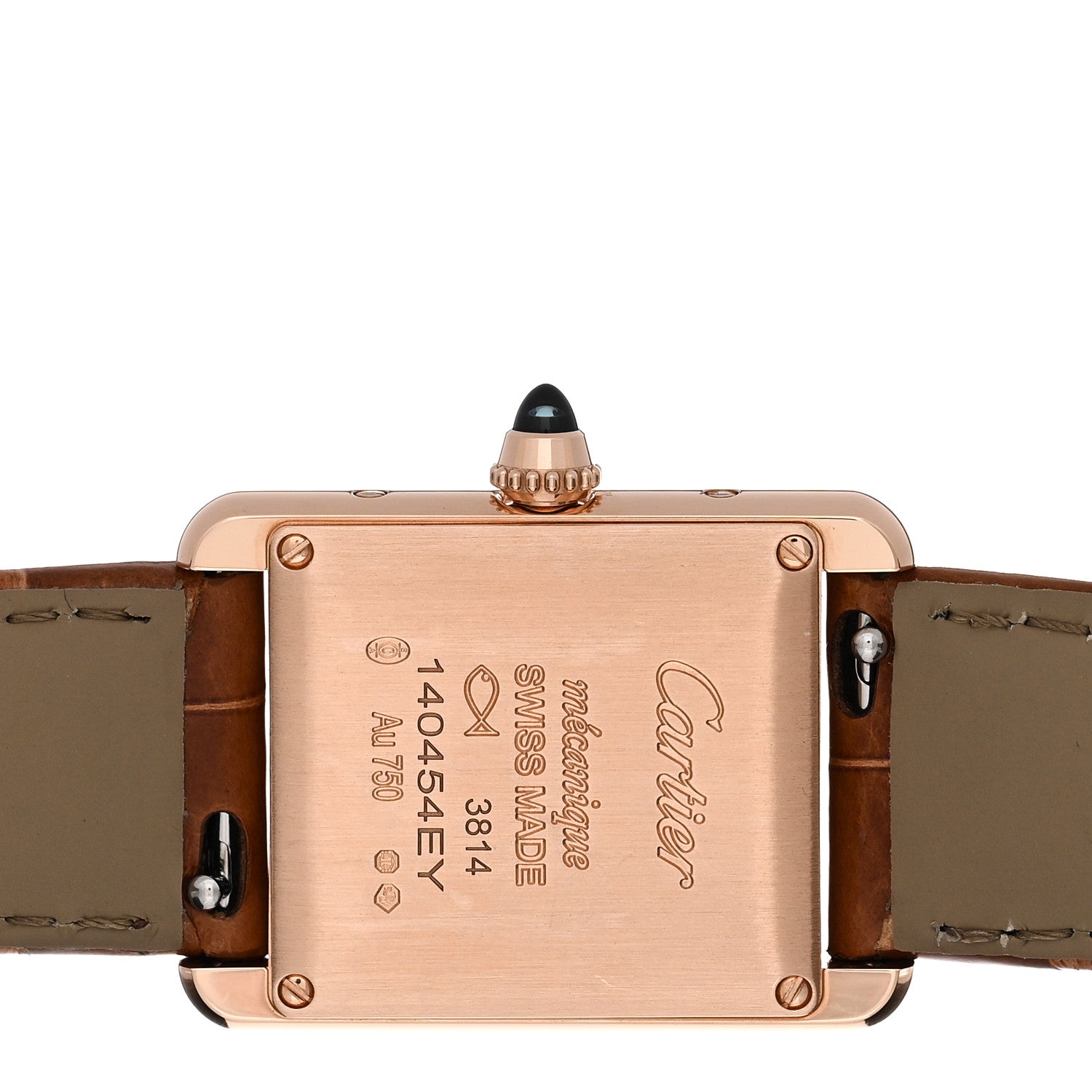 Cartier 18K Pink Gold Alligator 22mm Tank Louis Manual Winding Watch Brown 4 of 5