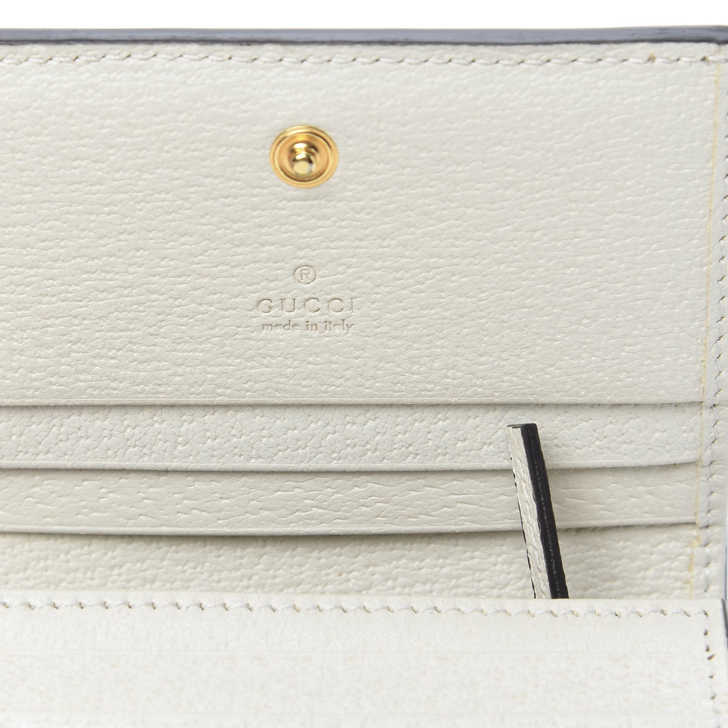 Textured Calfskin Web Ophidia Card Case Mystic White