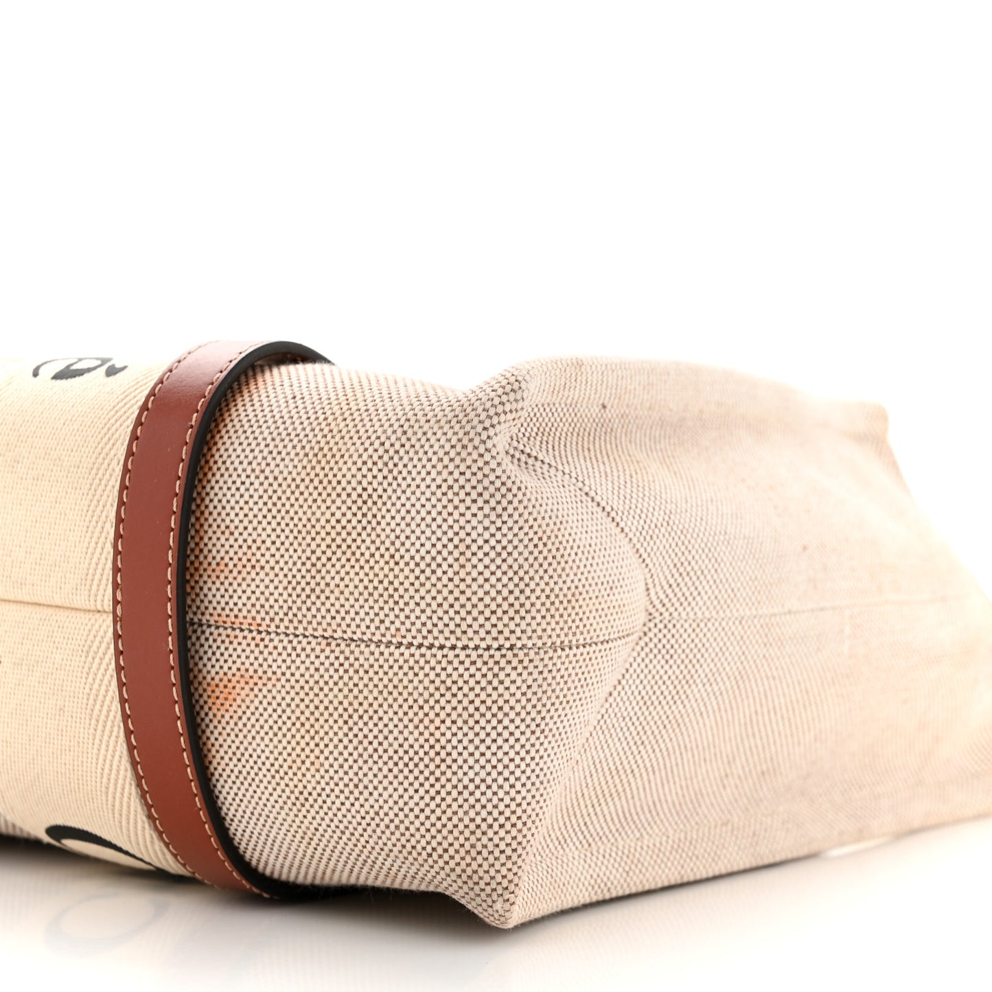 Cotton Calfskin Medium Woody Ribbon Tote White Brown