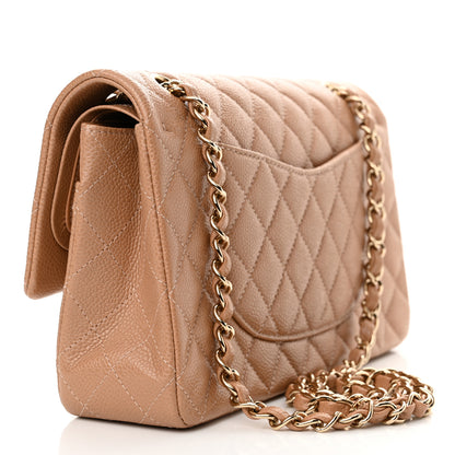 Chanel Iridescent Caviar Quilted Medium Double Flap Beige 3 of 13