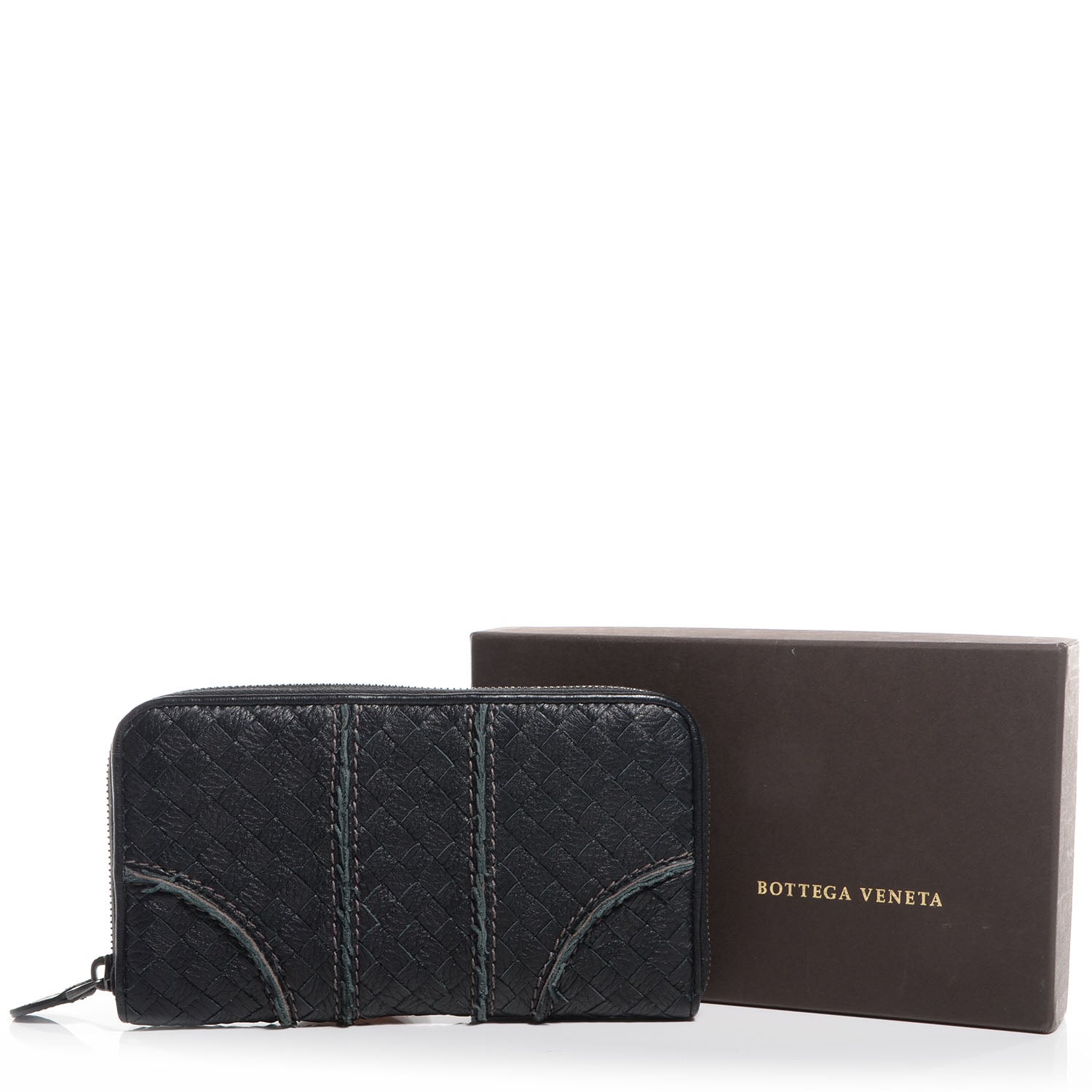 Bottega Veneta Vivo Cervo Intreccio Zip Around Wallet Nero Black 5 of 8