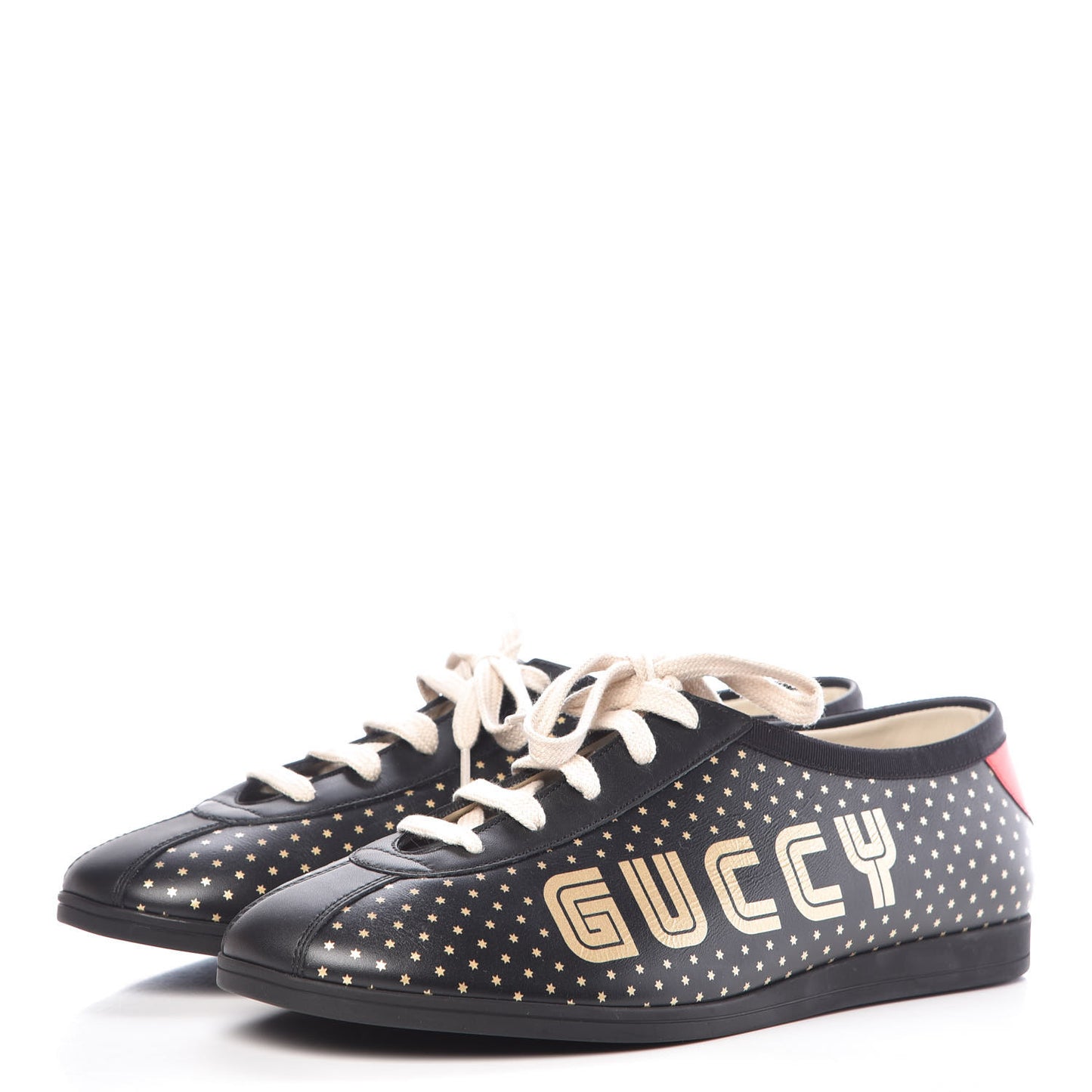 X SEGA Calfskin GUCCY Stars Mens Falacer Sneakers 8.5 Black