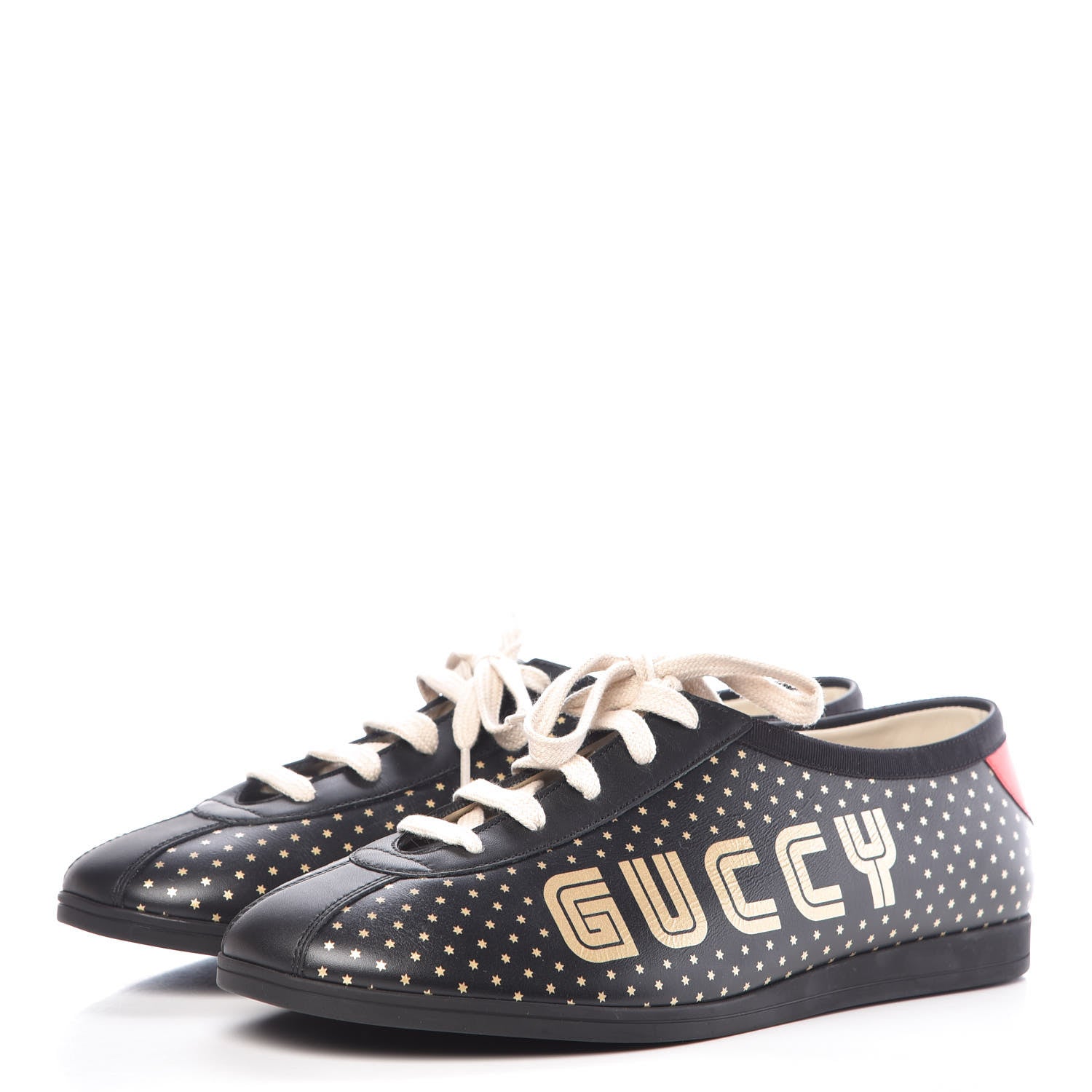 Gucci X SEGA Calfskin GUCCY Stars Mens Falacer Sneakers 8.5 Black 3 of 11