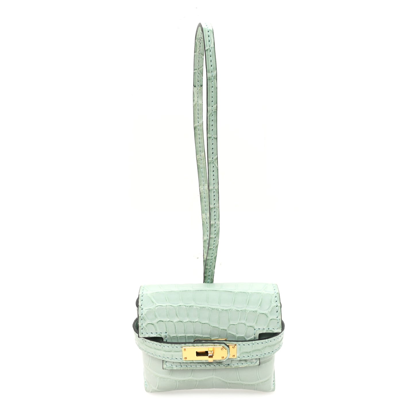Matte Alligator Festival Kelly Bag Charm Vert D'eau
