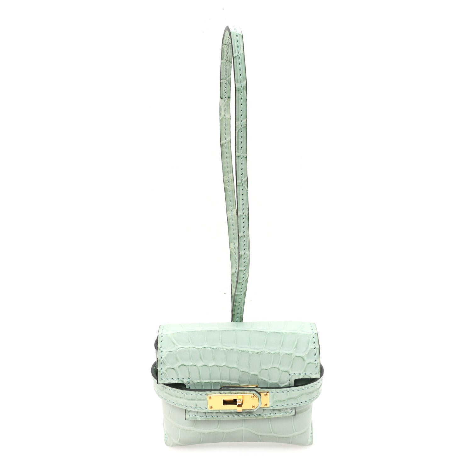 Hermes Matte Alligator Festival Kelly Bag Charm Vert D'eau 1 of 6