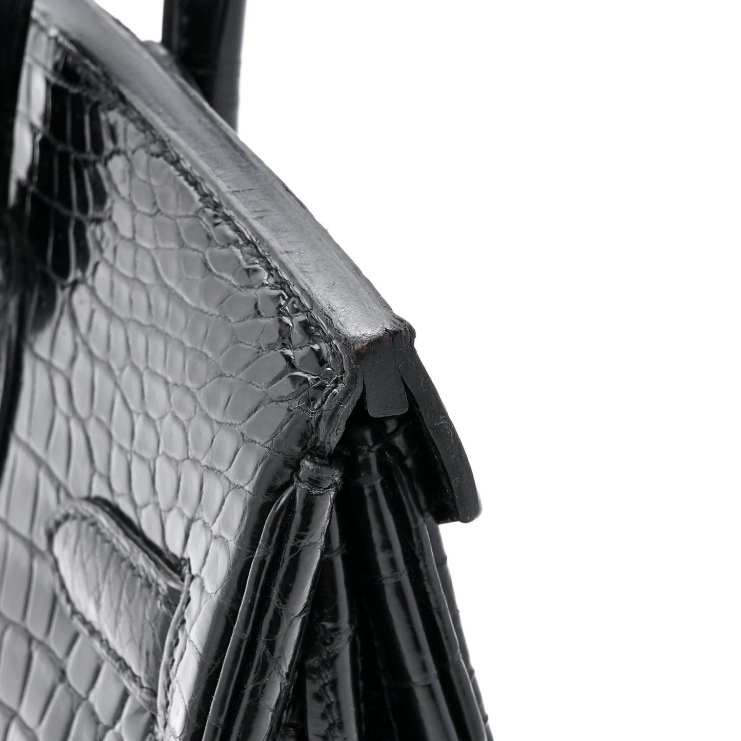 Shiny Porosus Crocodile Birkin 30 Black