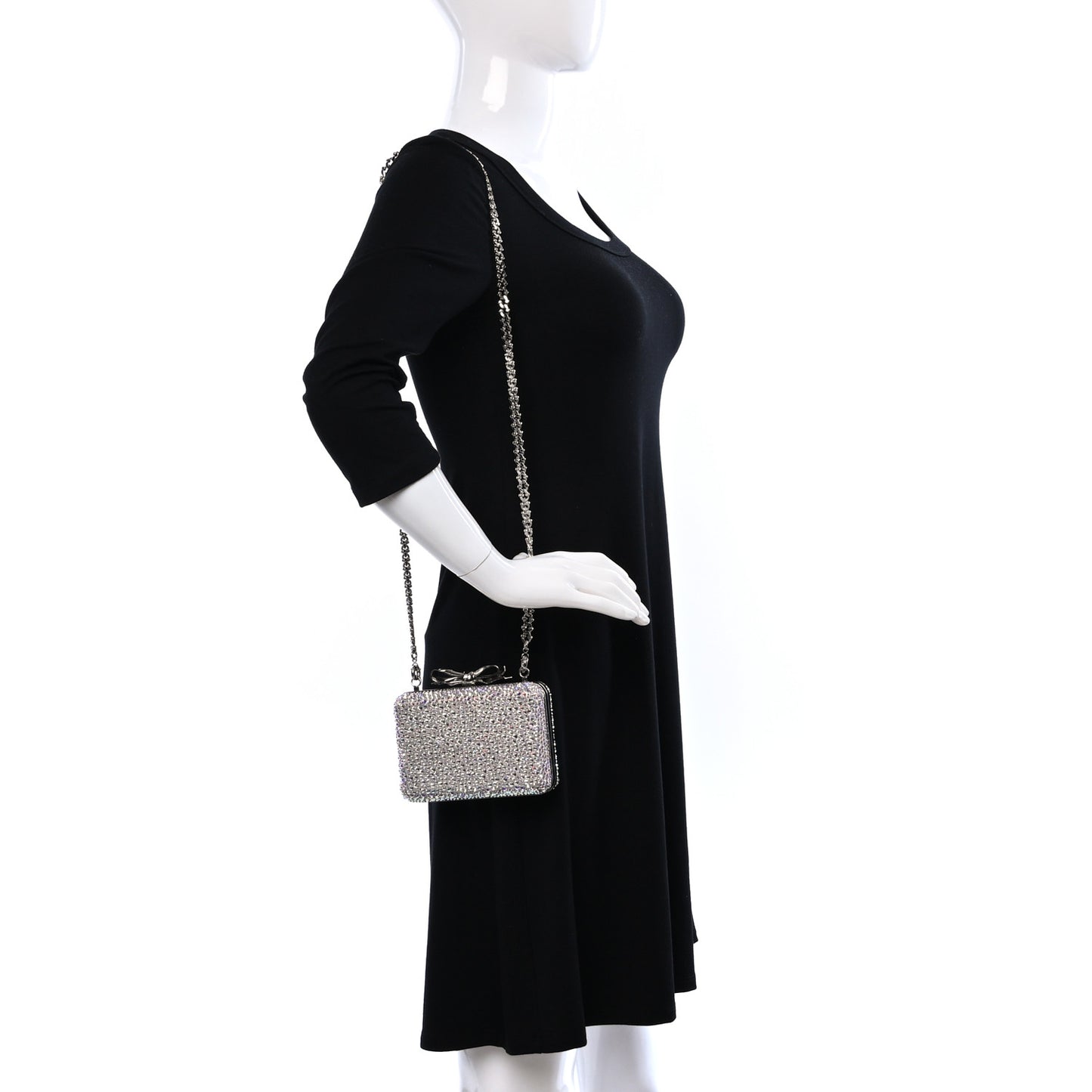 Crystal Strass Fiocco Box Clutch Silver