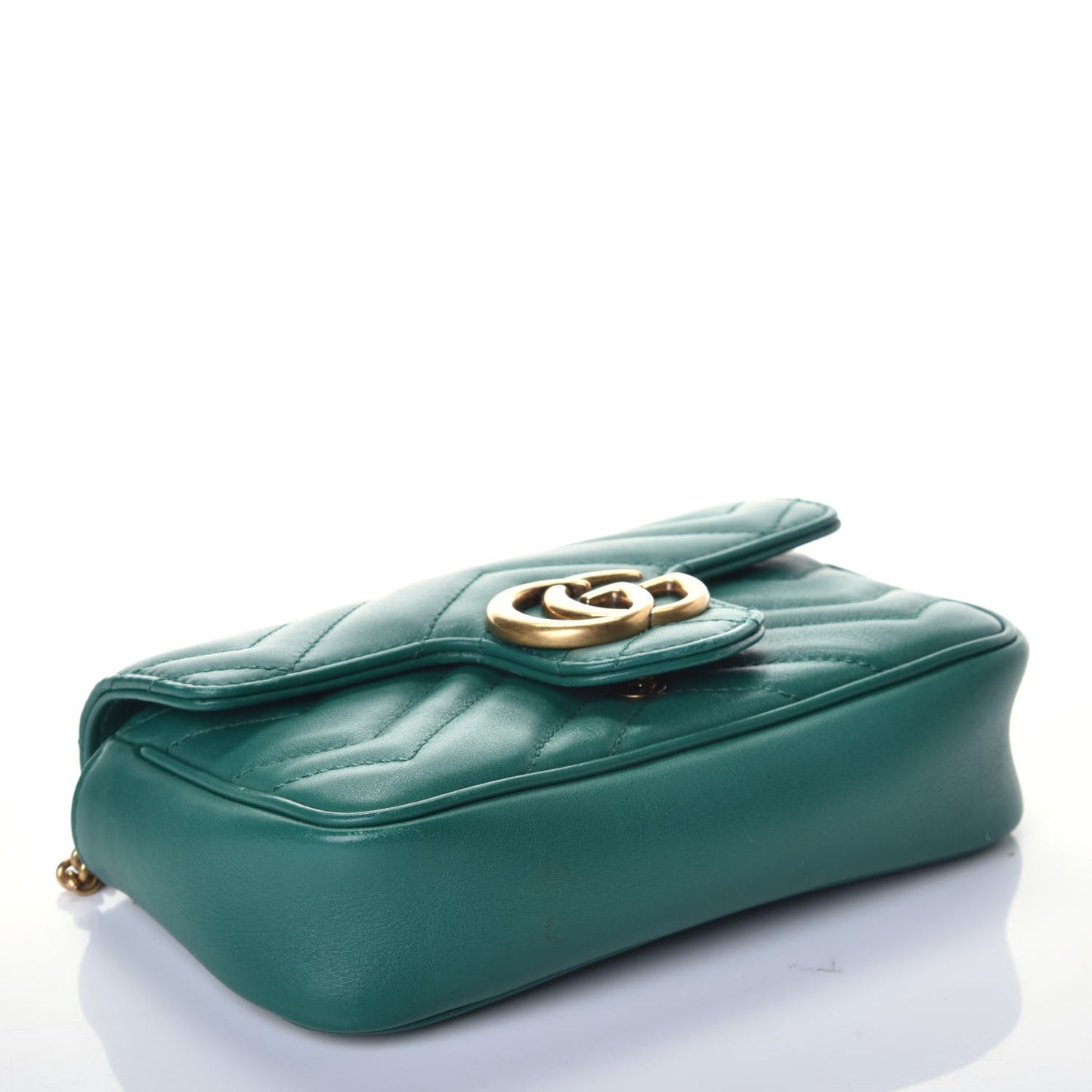 Calfskin Matelasse Super Mini GG Marmont Shoulder Bag Emerald Green