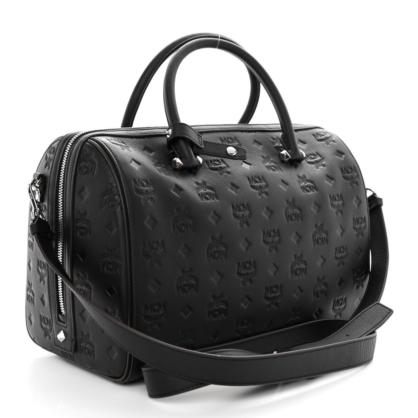 Calfskin Ottomar Monogram Medium Essential Boston Bag Black