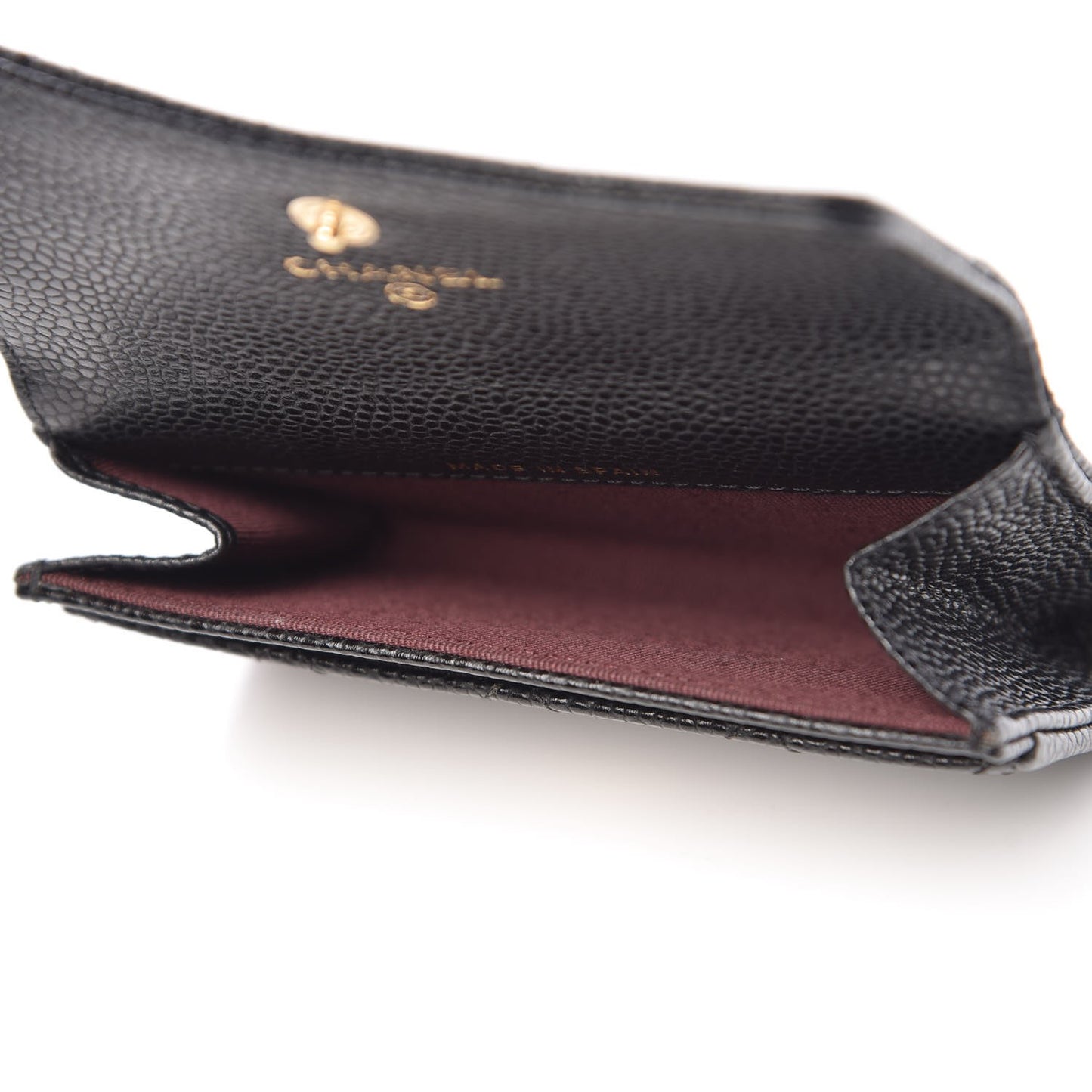 Caviar Quilted Flap Card Holder Black
