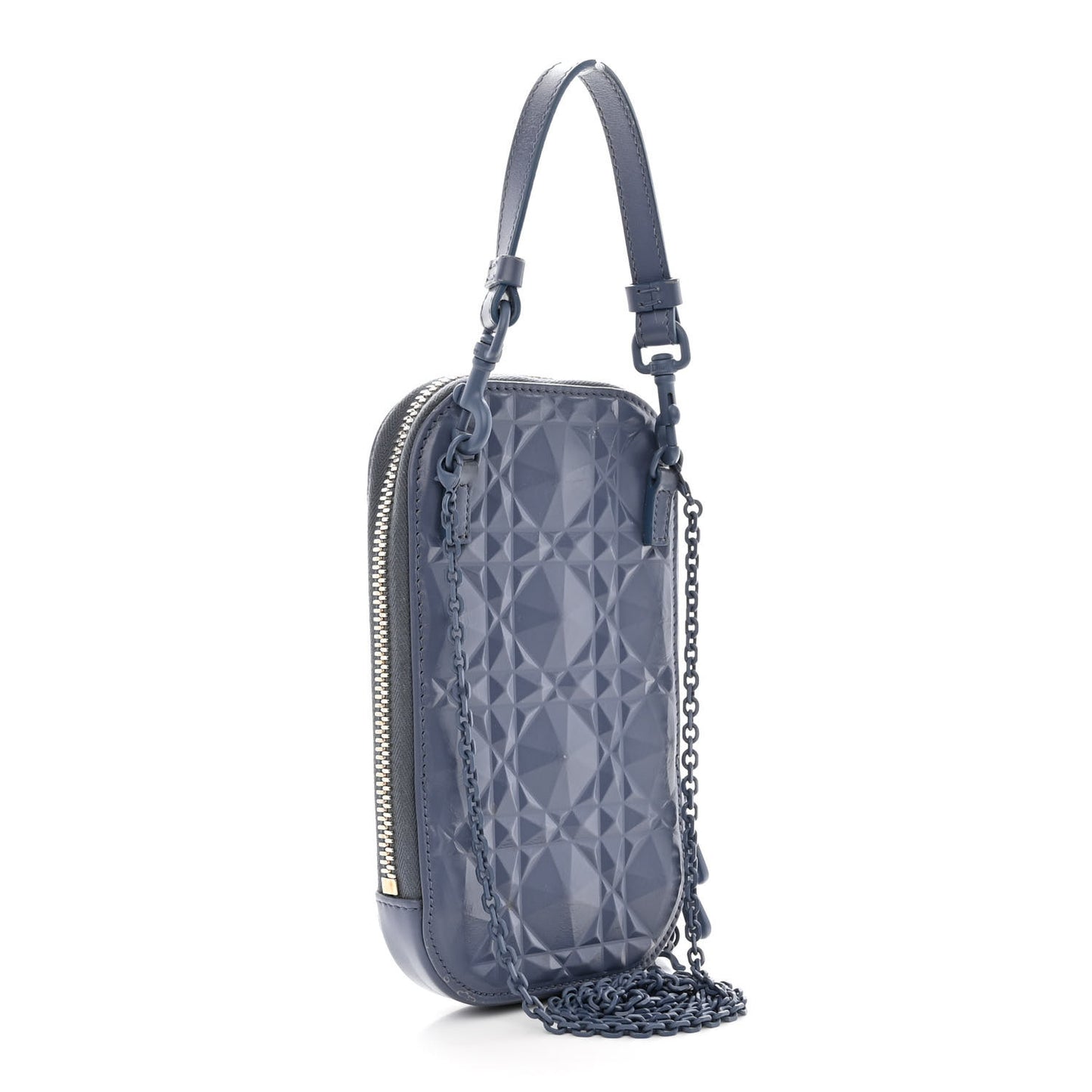 Calfskin Cannage Diamond Cannage Phone Holder Blue
