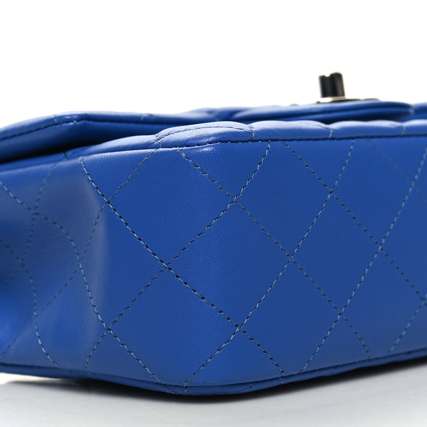 Lambskin Quilted Mini Rectangular Flap Blue