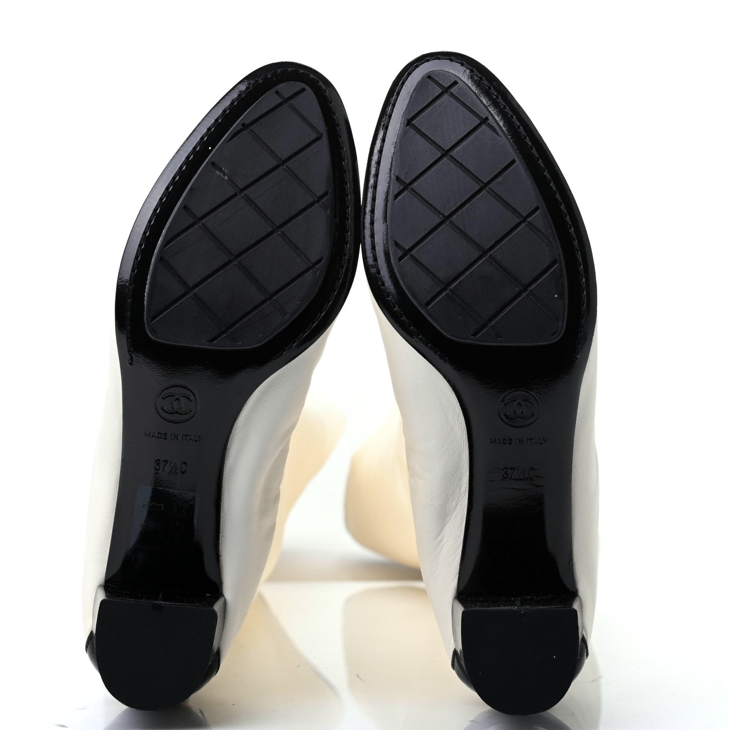 Chanel Lambskin Patent Cap Toe Over the Knee Boots 37 White 6 of 8