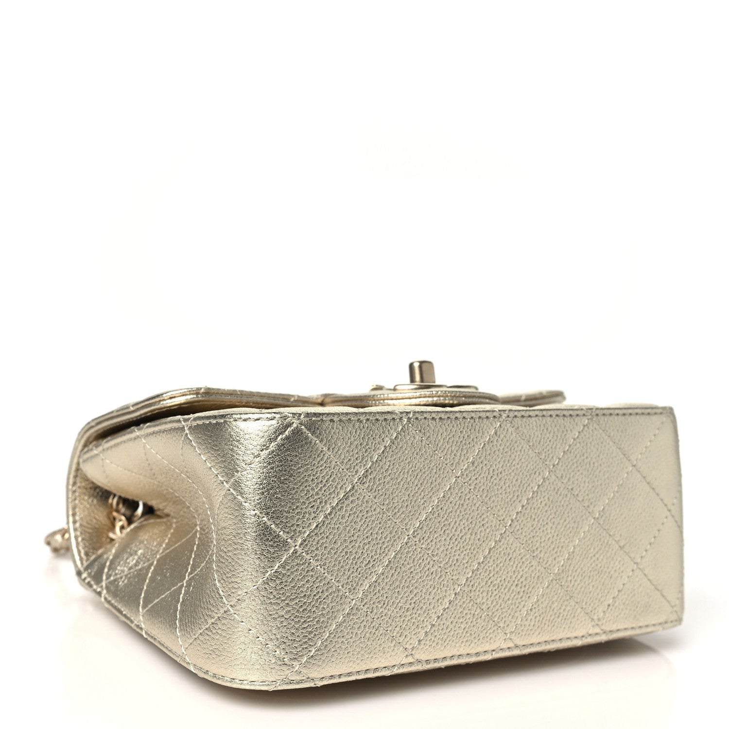 Chanel Metallic Caviar Quilted Mini Square CC Slide Flap Gold 4 of 11