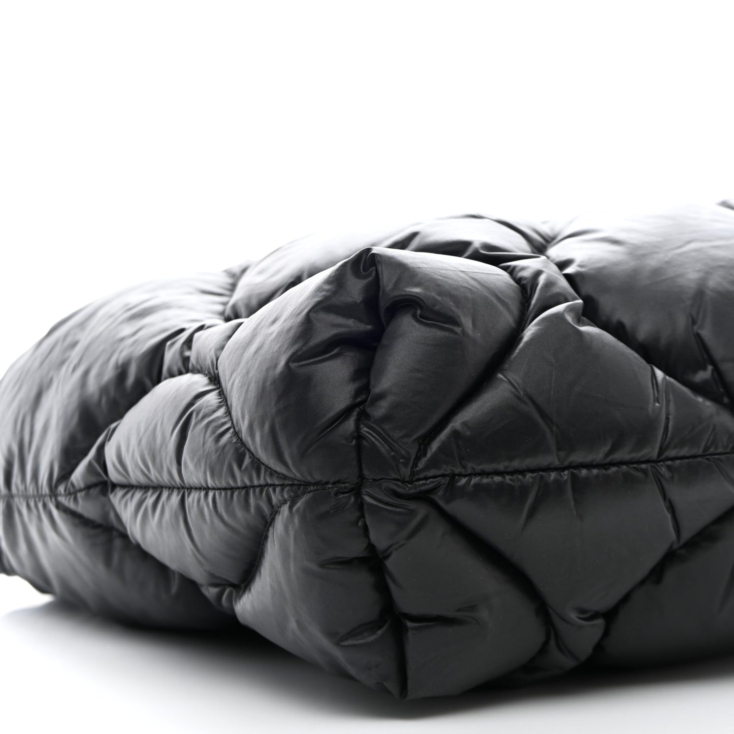 Padded Nylon Quilted Tote Black