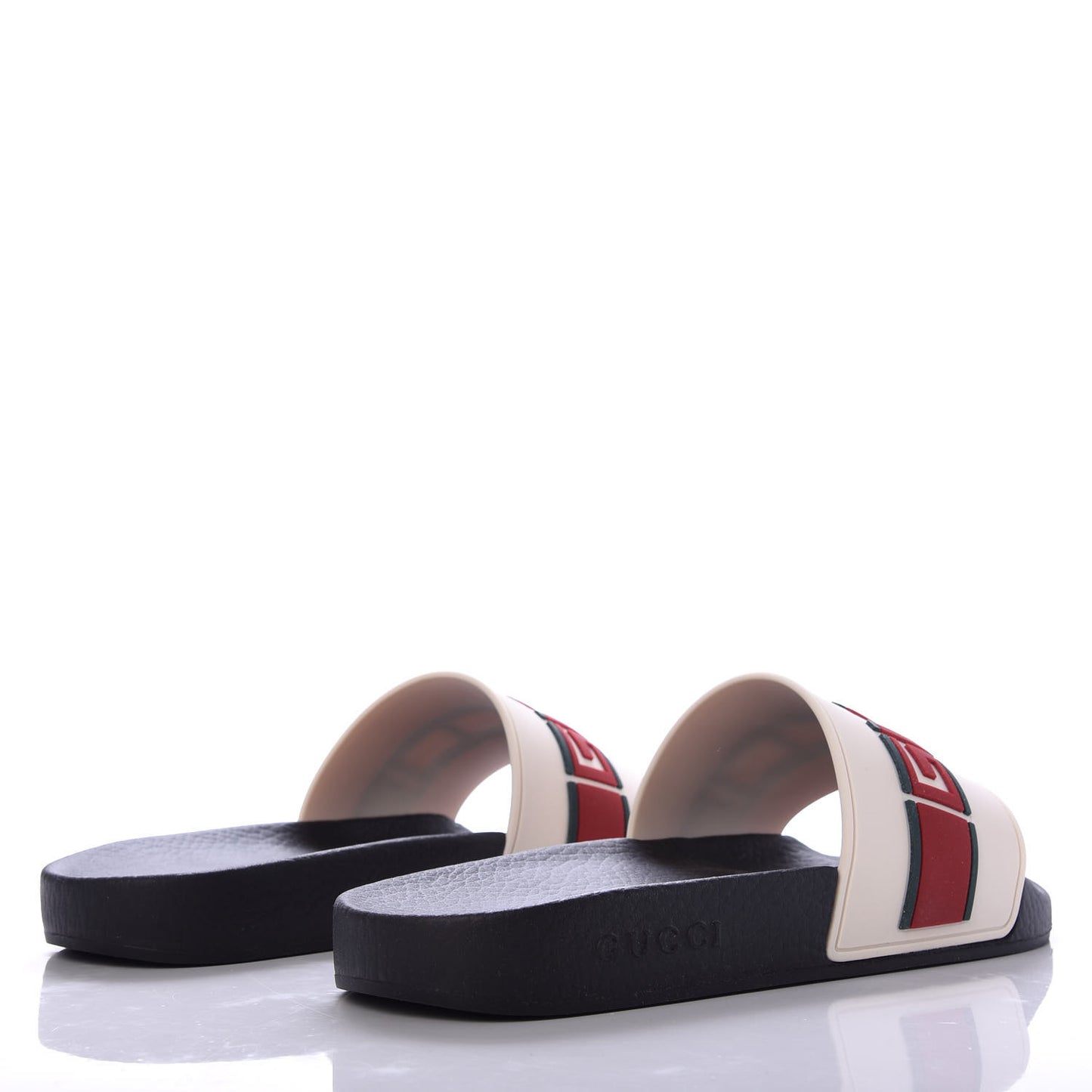 Rubber Stripe Mens Pool Slide Sandals 6 Ecru Green Red