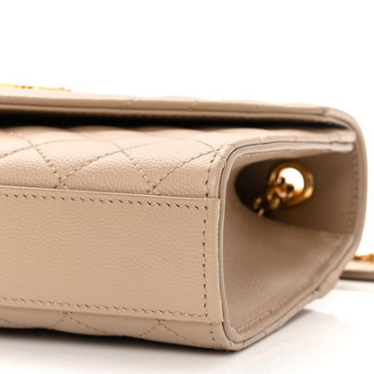 Saint Laurent Grain De Poudre Textured Mixed Matelasse Triquilt Small Monogram Satchel Dark Beige 10 of 11