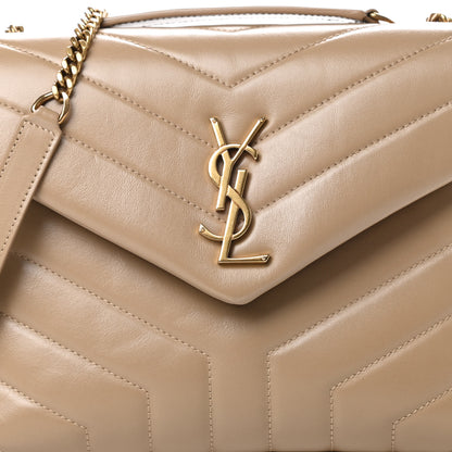 Saint Laurent Calfskin Y Quilted Monogram Small Loulou Chain Satchel Dark Beige 8 of 13