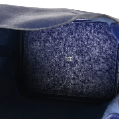 Hermes Epsom Tressage De Cuir Picotin Lock 22 MM Bleu Encre Brique Black 5 of 12