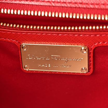 Salvatore Ferragamo Printed Calfskin Vara Bow Chain Flap Crossbody Red 6 of 8