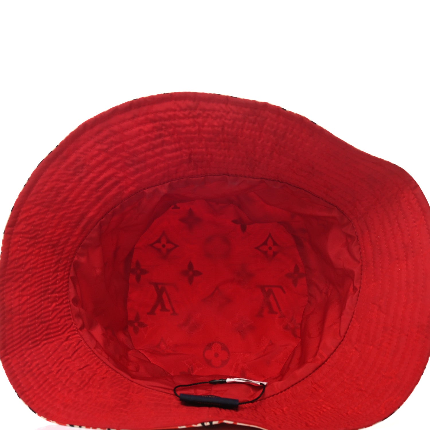 Louis Vuitton Nylon Canvas Monogram Giant Crafty Reversible Bucket Hat Creme Rouge 13 of 15
