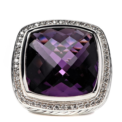 David Yurman Sterling Silver Diamond Amethyst 20mm Albion Statement Ring 52 6 1 of 5