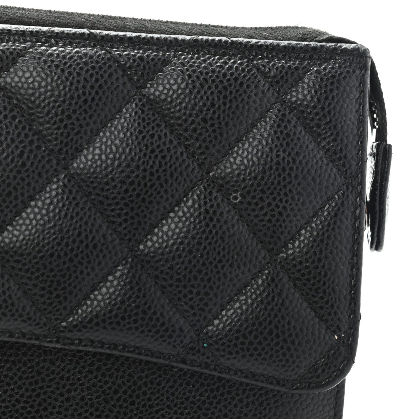 Caviar Quilted Classic Pouch With Handle Black