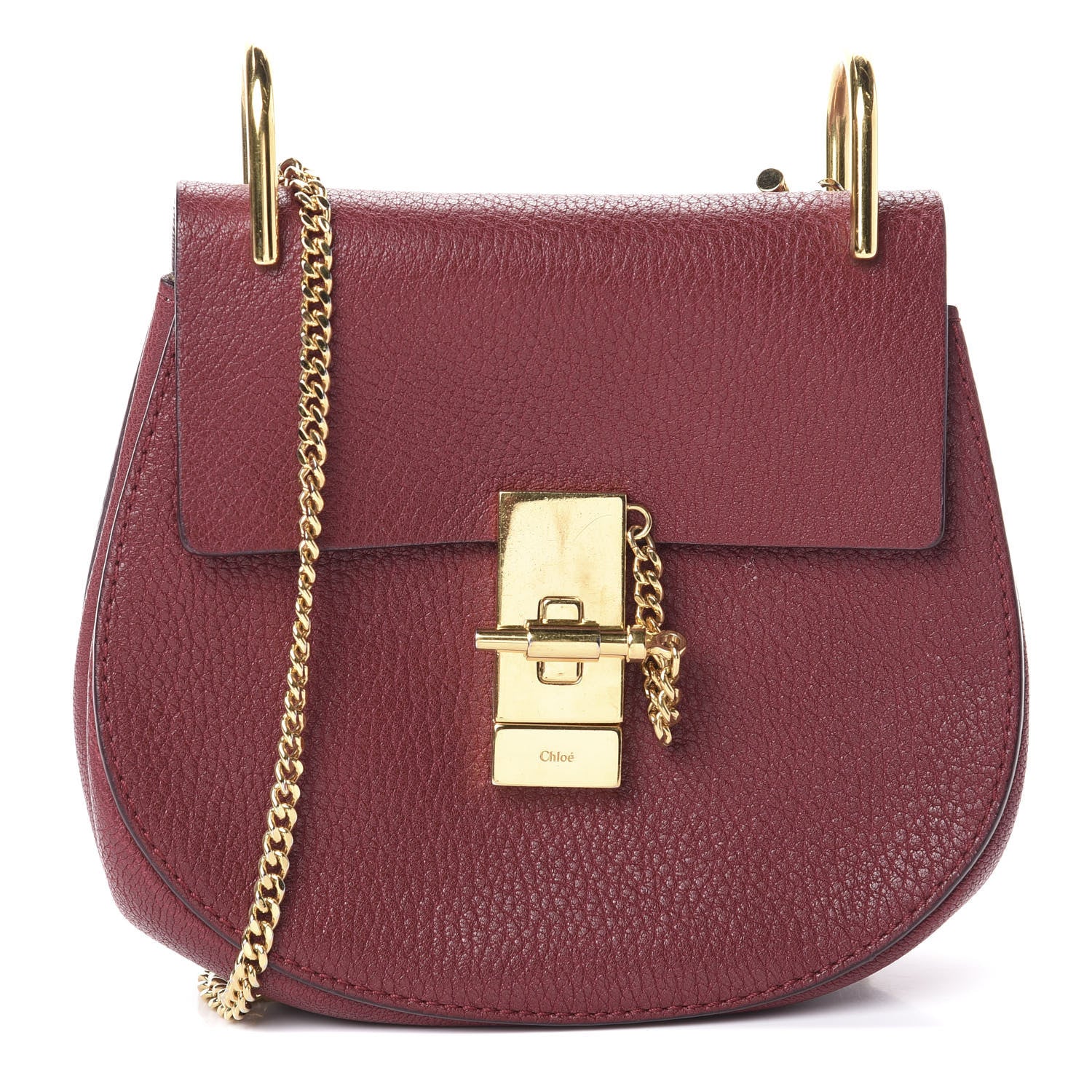 Chloe Grained Lambskin Mini Drew Shoulder Bag Sienna Red 1 of 8