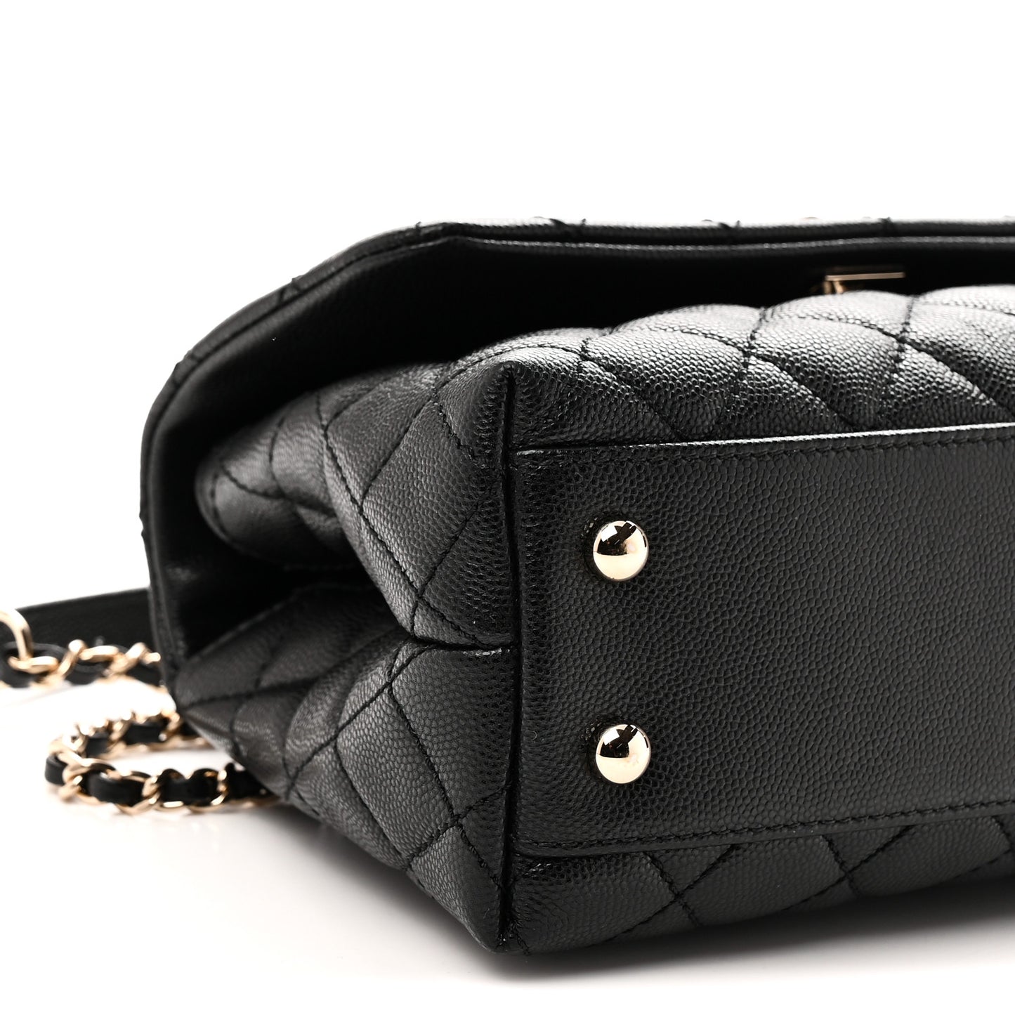 Caviar Quilted Mini Coco Handle Flap Black