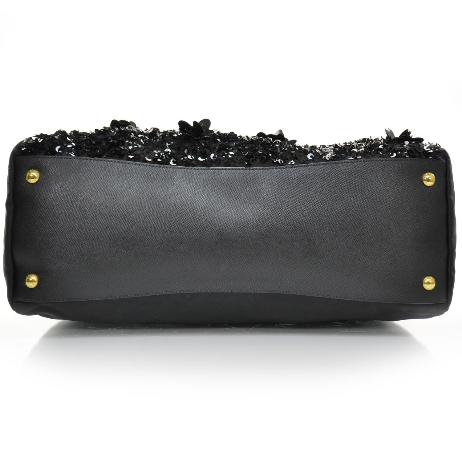 Prada Nylon Sequin Tote Black 6 of 10