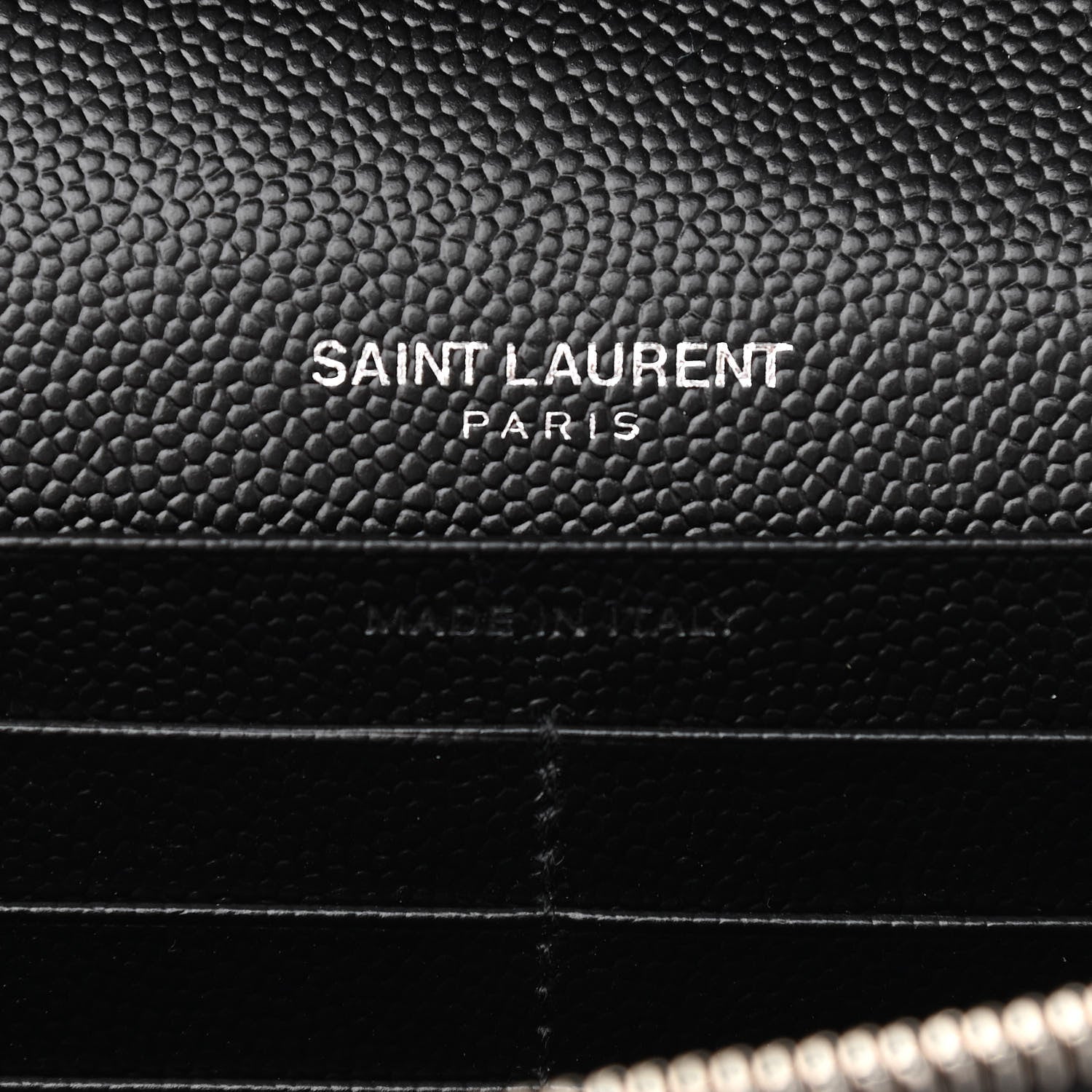 Saint Laurent Grain De Poudre Matelasse Chevron Monogram Chain Wallet Black 5 of 10