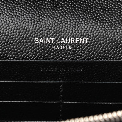Saint Laurent Grain De Poudre Matelasse Chevron Monogram Chain Wallet Black 5 of 10