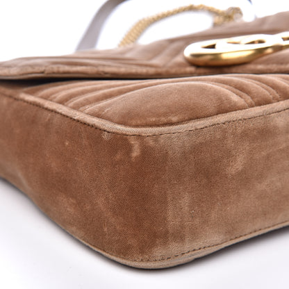 Gucci Velvet Matelasse Medium GG Marmont Shoulder Bag Taupe 11 of 17