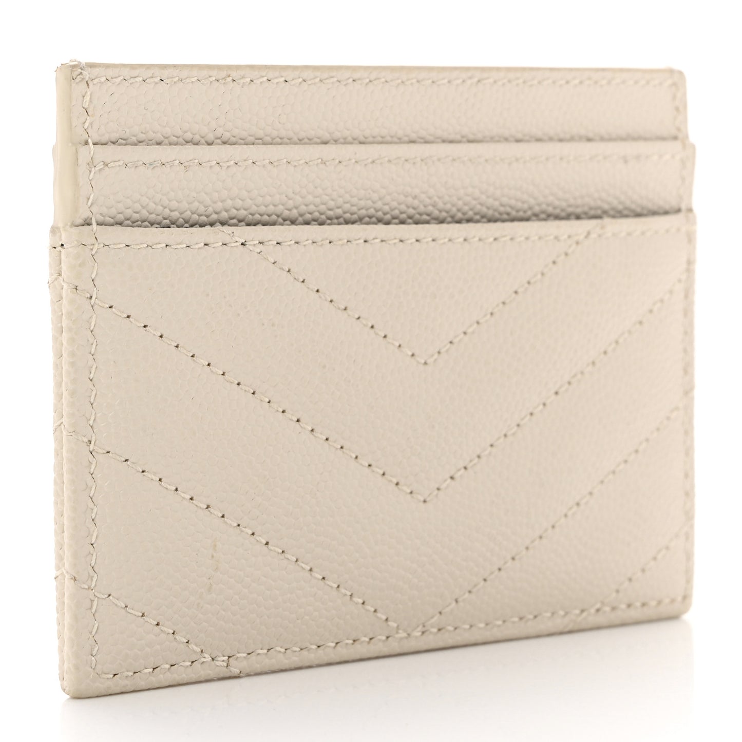 Grain De Poudre Matelasse Chevron Monogram Credit Card Case Crema Soft
