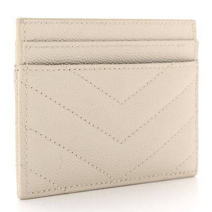 Saint Laurent Grain De Poudre Matelasse Chevron Monogram Credit Card Case Crema Soft 3 of 11