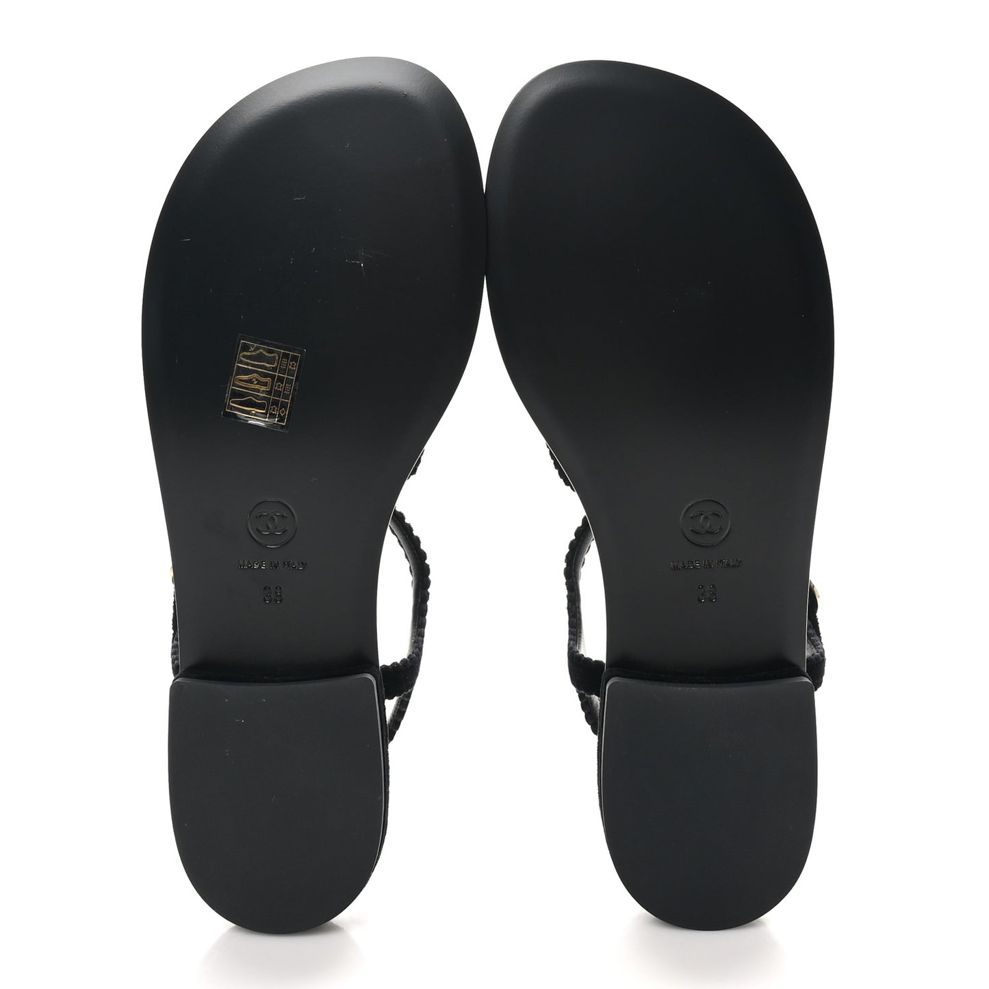 Velvet Pearl Camellia Thong Sandals 38 Black